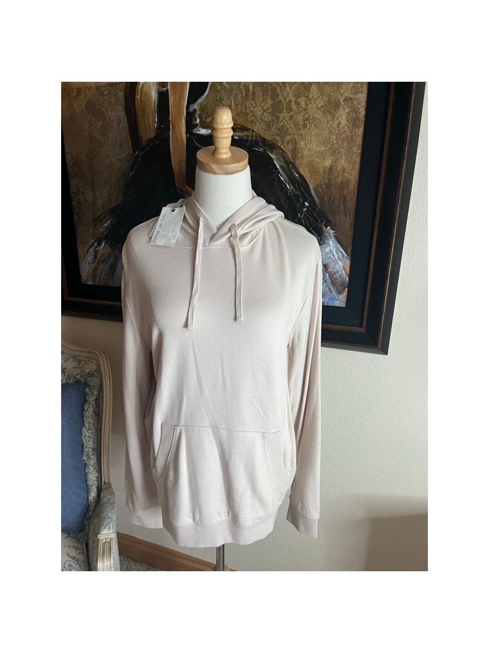 Nwt Barefoot Dreams Beige Pink Brushed Fleece Hoodie S